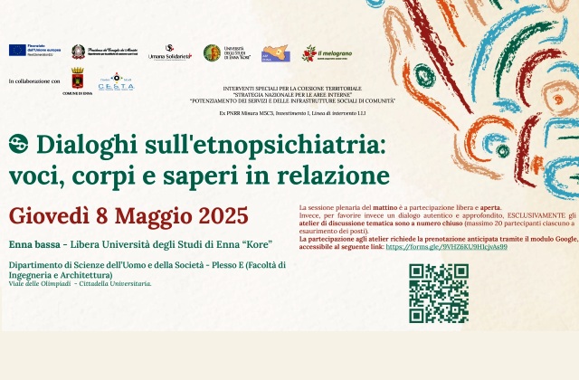 Giornata di studi a Enna, giovedì 8 maggio con il convegno “Dialoghi sull’etnopsichiatria: voci, corpi e saperi in relazione”